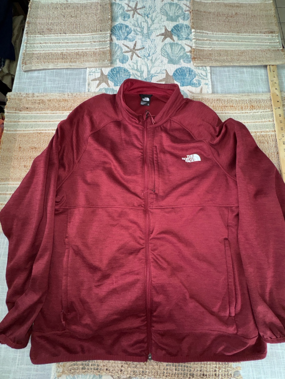The North Face Canyonlands Fleece Jacket, Burgundy, Midweight, Full-Zip, XXL